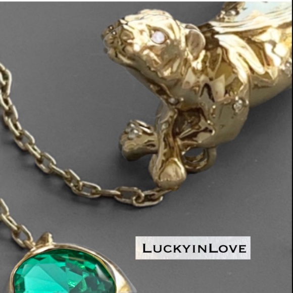 ALEXIS BITTAR • Jeweled Crumpled Molten Gold Panther Lariat Necklace